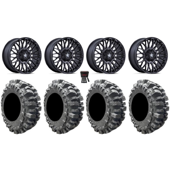 MSA Clubber 15" Wheels Black DDT 31" Bogger Tires Can-Am Maverick X3 / Honda Pioneer 1000 / Talon