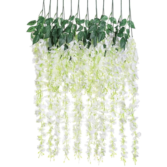 Seda artificial Wisteria Vine Ratta seda colgante flor boda decoración, 12 piezas Sailing Electrónica