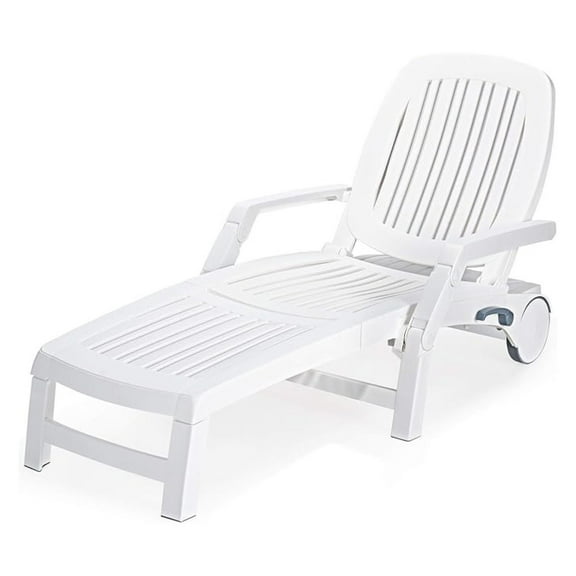 Lounge Chair Chaise Adjustable Recliner Weather Resistant White