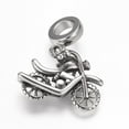 thumbnail image 2 of 10pc 304 Stainless Steel European Dangle Charms Large Hole Pendants Motorbike/Motorcycle Antique Silver 27mm Hole: 5mm Pendant: 17x22x7mm DIY, 2 of 2