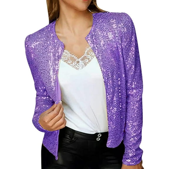 YOUSNH Women's Fashion Sequin Short Casual Jacket Jackets for Women XXL