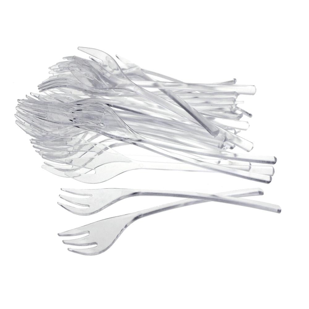 Clear Plastic Mini Dessert Forks, 4Inch, 42Piece