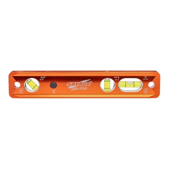 Swanson Savage 9" Lighted Magnetic Anodized Solid Billet Aluminum Torpedo Level, Batteries Included, Model TLL049M
