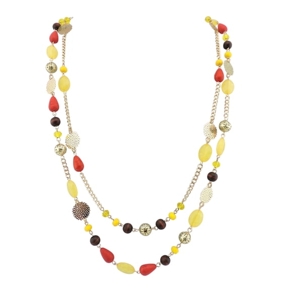Bocar Long Necklaces for Women Trendy, Boho Costume Jewelry Layered Crystal Beaded Collar Necklaces for Women, Fashion Statement Necklaces (NK-10084-yellow)