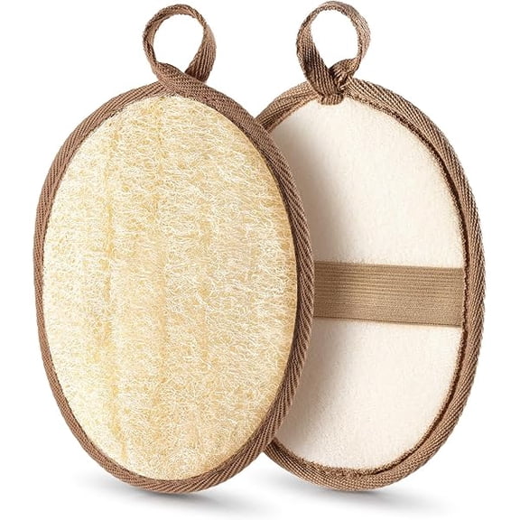 Fu997 2PCS Natural Exfoliating Loofah Body Scrubber, Loofah Exfoliating Body Scrubber for Bath, Made with Natural Egyptian Shower Loofah Sponge, Shower Exfoliator for Women and Men