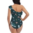 thumbnail image 5 of Picia Cute Turtle Pattern Women's One Piece Swimsuits,One Shoulder Swimwear Asymmetric ,Ruffle Monokinis Bathing Suits,High Waisted Flattering Bathing Suits-XX-Large, 5 of 8