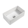 thumbnail image 3 of White Fireclay 33 in. Single Bowl Farmhouse Apron Kitchen Sink with Accessories 33“ x 20", 3 of 5