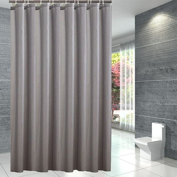 Gray Shower Curtain | 100% Polyester Fabric | Plain Color Bathroom Partition | 180x180 cm with Grommets | Water-Resistant & Quick-Dry | Thickened Material
