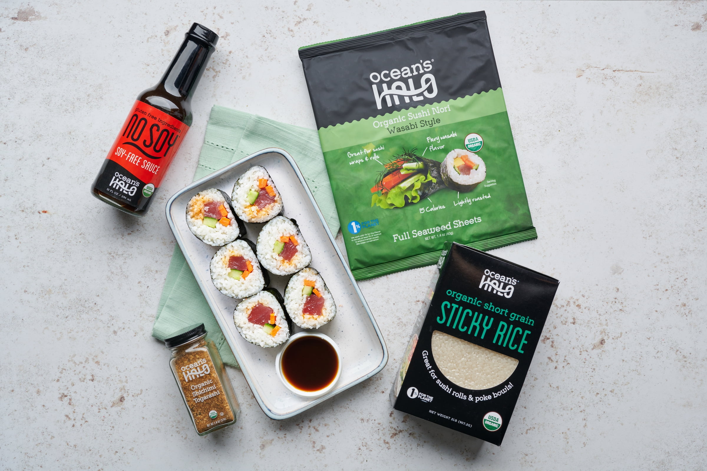 (2 pack) Ocean's Halo Organic White Sticky Sushi Rice, 2 lb.