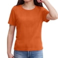 thumbnail image 4 of CPNG Girls Daily Ribbed Knit T Shirt Comfortable Stylish Solid Color Summer Casual Crewneck Short Sleeves T Shirt(Orange,11-12 Years), 4 of 6