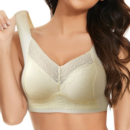 OJSFQUFP Bra for Women Pack Beige Womens Seamless Bras No Underwire Scalloped Push Up Bras Soft Wireless Comfort Everyday Bra Xl