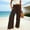 Brown, variant on Wide Leg Linen Pants for Women Tie Front Elastic Waist Pants Solid Color Casual Comfy Trouser Lightweight Summer Boho Pant