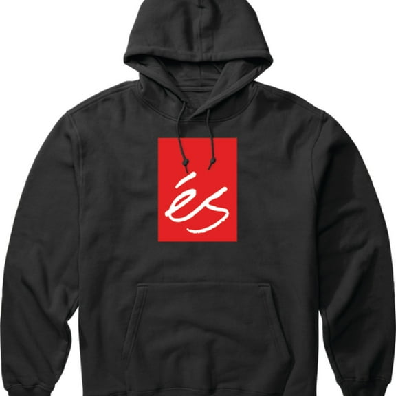 Es Skateboarding Men's Main Block Fleece Hoodie Sweatshirt (Medium, Black)