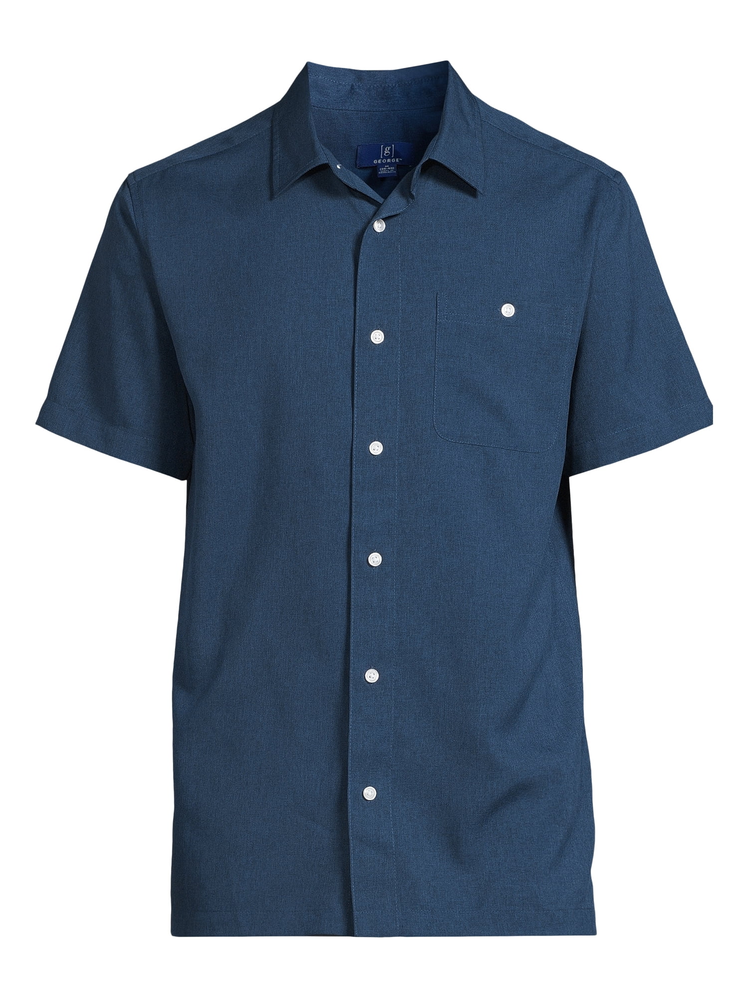 George Men's & Big Men's Microfiber Button-Up Shirt with Short Sleeves, Sizes S-3XL