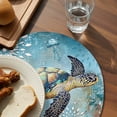 thumbnail image 3 of Coastal Sea Turtle Round 15 Inch Placemats Set of 2, Vintage Teal Nautical Beach Botanical HeatResistant Non Slip Place Mats for Dining Table, Wipeable Braided Kitchen Table Mats for Housewarming, 3 of 9
