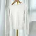 thumbnail image 4 of Cardigan Sweaters for Women Crewneck Button Down Front Long Sleeve Knit Top White Free Size, 4 of 5