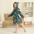 thumbnail image 2 of FORMRS Niños Bathrobe Unisex Hooded Robe Soft Plush Pajamas Sleepwear, Size 10-12T, Green Dragon Flowers, 2 of 7
