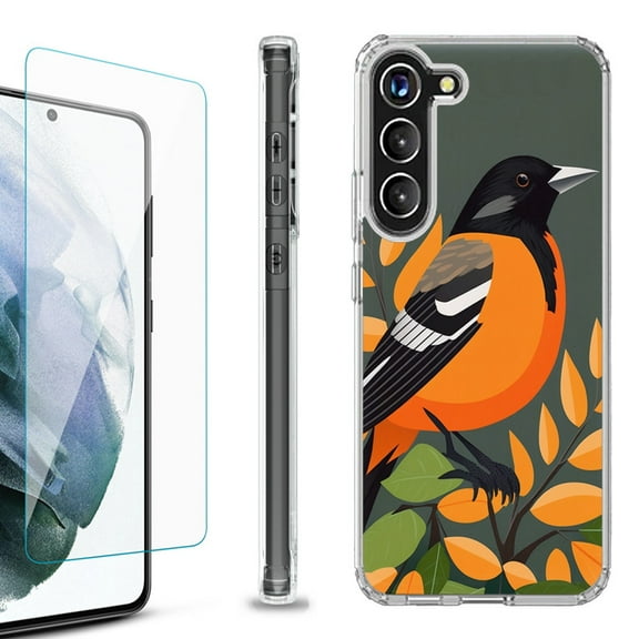 OneToughShield ® for Samsung Galaxy S23  S23 Plus 5G Shockproof Bumper Phone Case, with Tempered Glass Screen Protector - Oriole