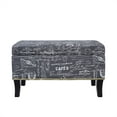 thumbnail image 4 of Linon 40454GLIN01U Stephanie Script Linen Ottoman, 32" W x 16" D x 18" H, Gray/Black, 4 of 12