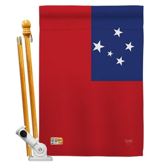Breeze Decor BD-CY-HS-108351-IP-BO-D-US15-BD 28 x 40 in. Samoa Flags of the World Nationality Impressions Decorative Vertical Double Sided House Flag Set with Pole Bracket Hardware