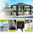 thumbnail image 4 of 10'x12' Outdoor Gazebo with Double Roof, Metal Frame Patio Gazebo with Netting, Water-Resistant Canopy Tent for Backyard, Deck, Garden, Patio, Grey, 4 of 9