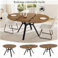 thumbnail image 4 of Extendable Round Dining Table Set for 6 People, 43.3"-59.1" Extendable Kitchen Table with 6 Upholstered Chairs, Space Saving for Kitchen Dining Room (Walnut Table+6 U-Shaped White Chairs), 4 of 7
