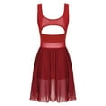 thumbnail image 4 of Hansber Womens Ballet Gymnastics Dress Cut Out Asymmetric Chiffon Stretchy Lyrical Dancewear Red M, 4 of 7
