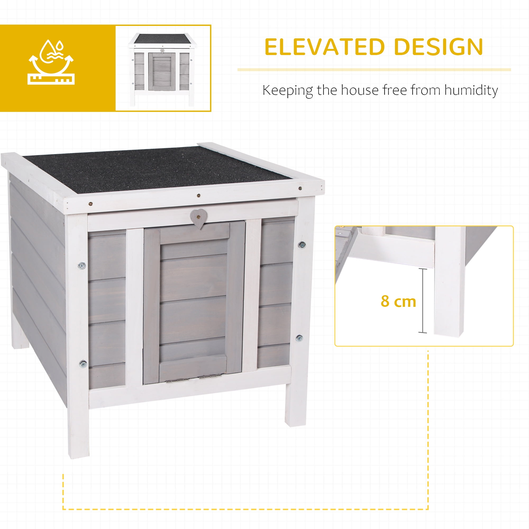 CoSoTower Small Wooden Rabbit Hutch, Bunny/Guinea Pig Cage, with Openable & Waterproof Roof, Gray
