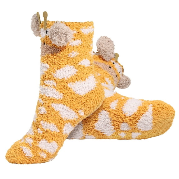 COSMOBETTY 1 Pair Orange Coral Fleece Thermal Slipper Socks, Indoor Floor Socks for Cozy Comfort