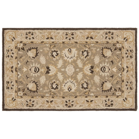 SAFAVIEH Anatolia Venice Floral Wool Area Rug, Sage/Beige, 4' x 6'