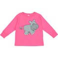 thumbnail image 3 of Inktastic Cute Smiling Baby Hippo Boys or Girls Long Sleeve Toddler T-Shirt, 3 of 5