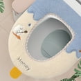 thumbnail image 5 of Thicker Bathroom Toilet Seat Cover Pads Fall And Winter Toilet Seat Thickened Household Warm Sitting Toilet Cover Furry Toilet Seat Cushion Washable D Shapetoilet Seat Cushion (Blue), 5 of 6