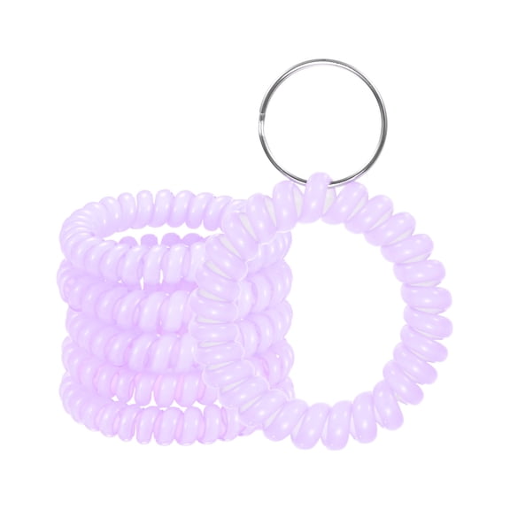Uxcell 6-Pack Wrist Coil Keychain Wristlet, 2 Inch Plastic Spiral Spring Wristband with Steel Key Ring [Light Purple]
