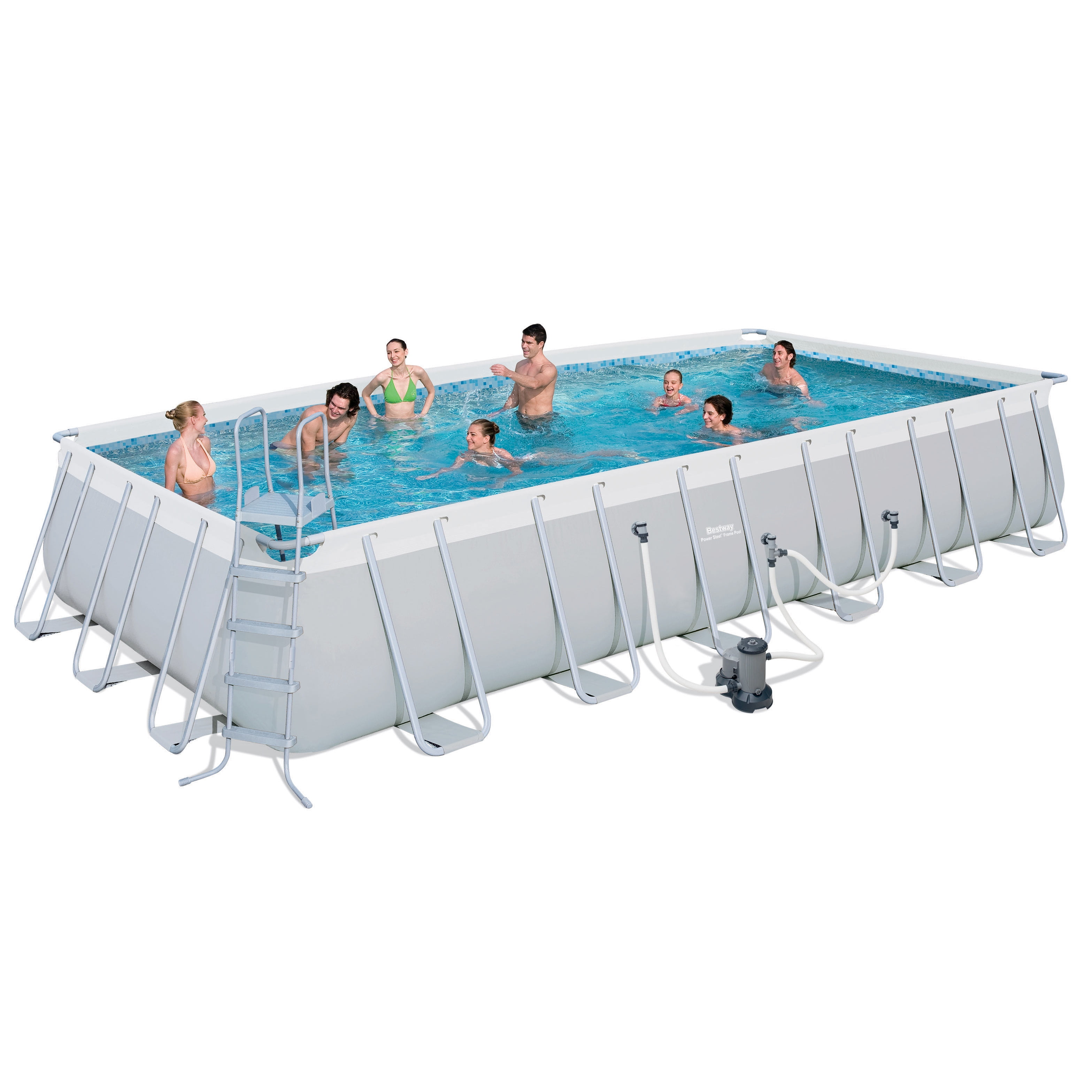 Bestway 24'x12'x52" Rectangular Frame Above Ground Swimming Pool Set | 56542E by