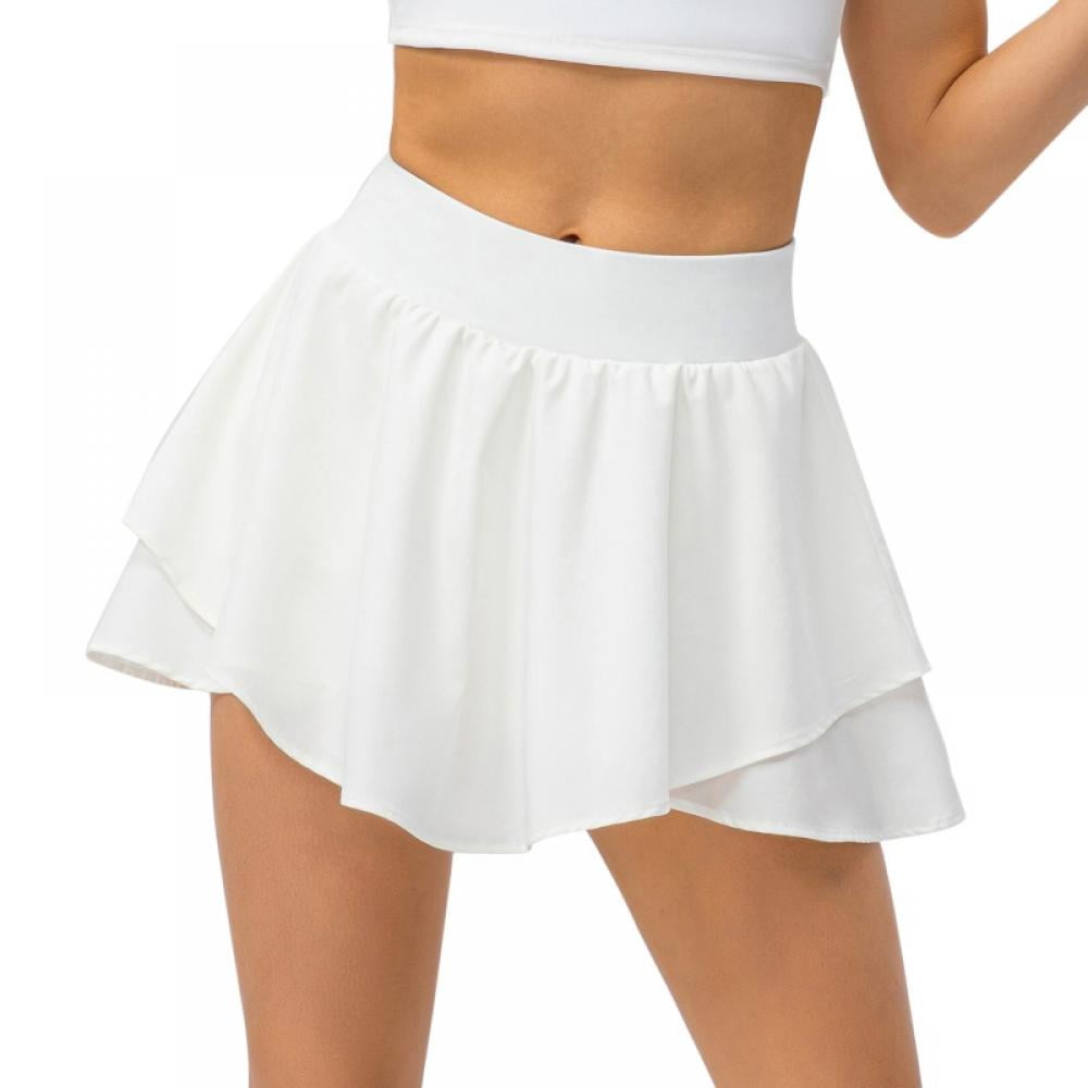 Women's Athletic Tennis Skirts with Pockets High Waist Ruffle Golf Running  Workout Golf Skorts with Sports Shorts - Walmart.com