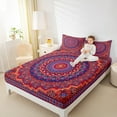 thumbnail image 4 of Manfei Bohemian Mandala Full Size Sheets 4-Piece for Girls Women, Hippie Floral Flower Bed Sheets, Red Purple Sheet Sets, Luxury Bedroom Decor, 4 of 7