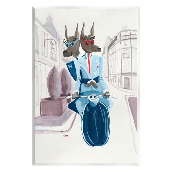 Stupell Industries Funny Dogs Moped City Streets Animals & Insects Painting Unframed Art Print Wall Art