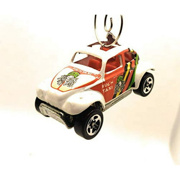 VW Baja Bug Rasta Taxi Christmas Ornament 1:64 White