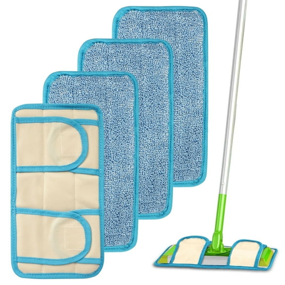 TSV 4pcs Microfiber Mop Pads Replacement Fit for SwifferSweeper, Mop Cloth Refills for Wet & Dry Floor Cleaning