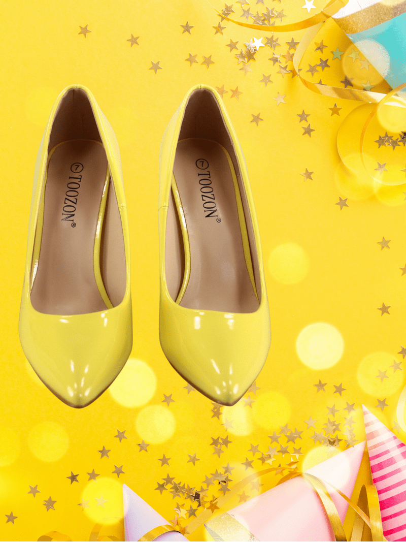 Toozon Women's Casual & Dress Shoes Slip On Stiletto Heels, 4.25" Heel,  Yellow, 5 - Walmart.com