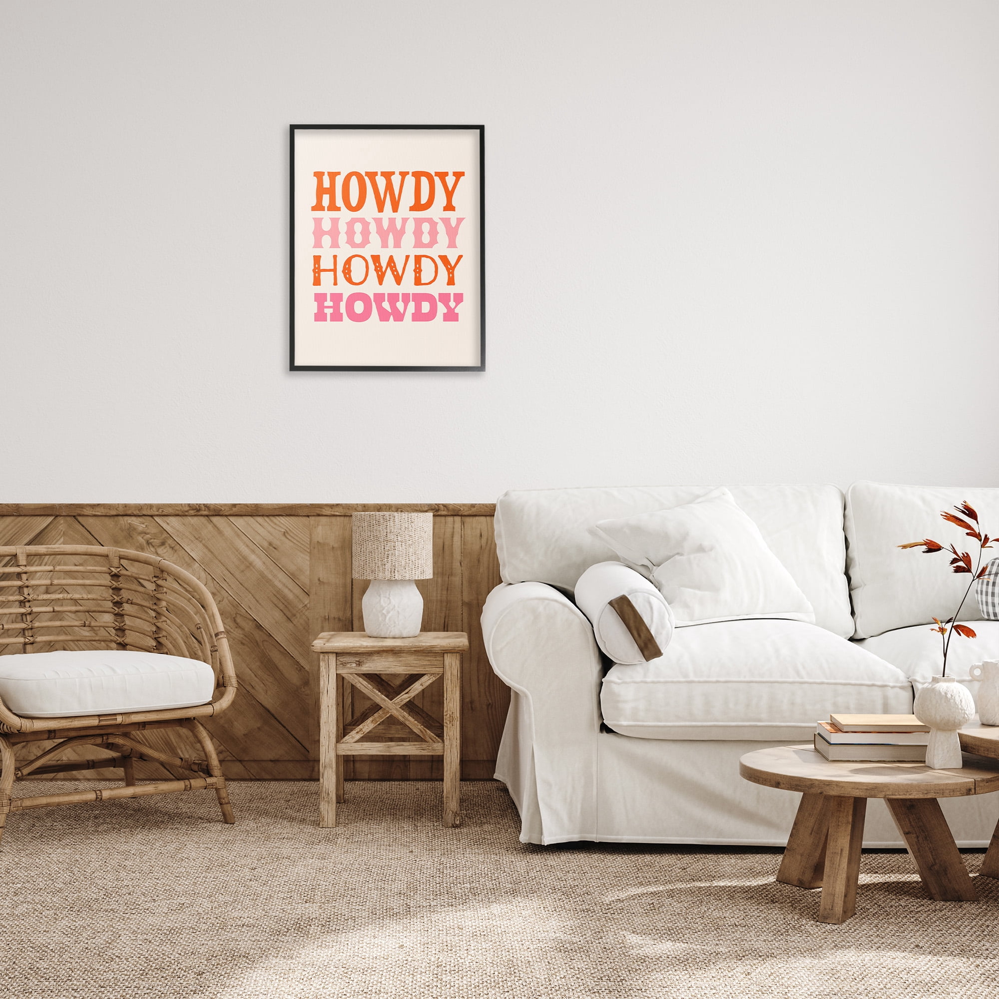 Stupell Industries Howdy Country Typography Typography Painting Black Framed Art Print Wall Art, 24 x 30