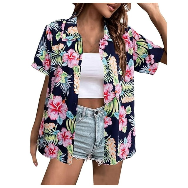 Cardigan d'Été à la Mode pour Femmes, Décontracté, Confortable, Imprimé, Haut à Manches Courtes, Chemise pour Femmes