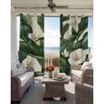 thumbnail image 6 of Green White Botanical Kitchen Curtains Watercolor Vintage Flower Cafe Short Curtains for Bathroom Blackout Window Curtain Grommet Small Window Treatment Tier Drapes for Bedroom Living Room 52"x45"x2, 6 of 9