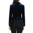 thumbnail image 3 of INSPIRE CHIC Women's Velvet Blazer Lapel Collar Long Sleeve Button Wear-to-Work Suit Jacket M Royal Blue, 3 of 7