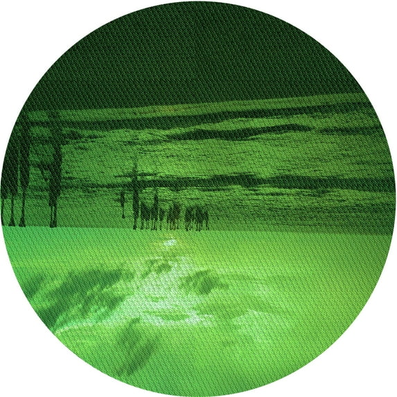 Ahgly Company Machine Washable Indoor Round Transitional Deep Emerald Green Area Rugs, 7' Round