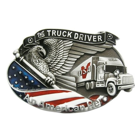 Vintage Style Truck Driver Enamel Belt Buckle