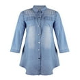 thumbnail image 3 of EIMELI Robe Chemise en Denim Mode pour Femmes Manches Longues Col à Revers Tunique à Simple Boutonnage Poche avant Design Coupe Ample, 3 of 9