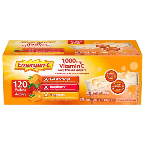 EmergenC Vitamin C 1000 mg Variety Pack Drink Mix, 120 Packets