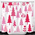 thumbnail image 1 of Rideau de Douche Blanc Élégant avec Arbres de Noël Roses et Motifs Fantaisistes, 1 of 4