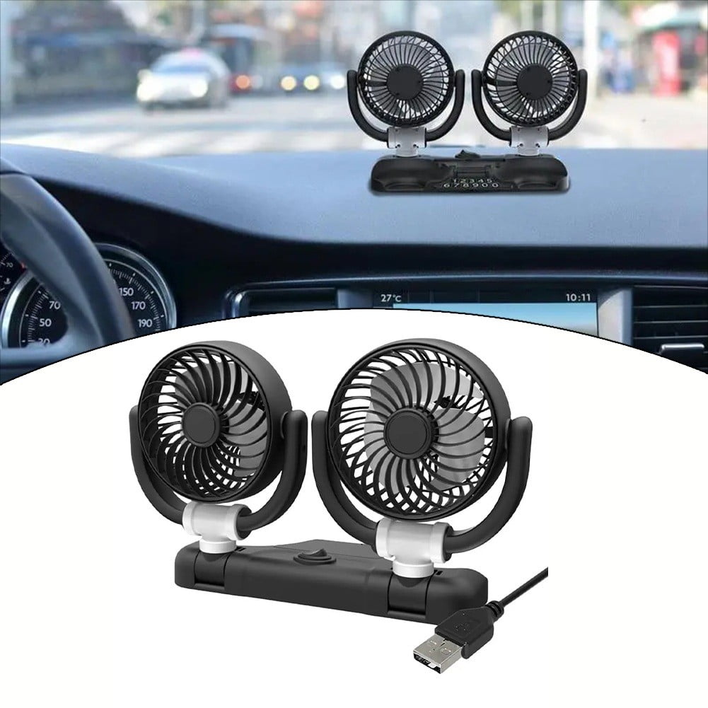 sailesiti Stay Cool on the Road Car Cooling Fan with Rotatable Dual Heads USB Powered
